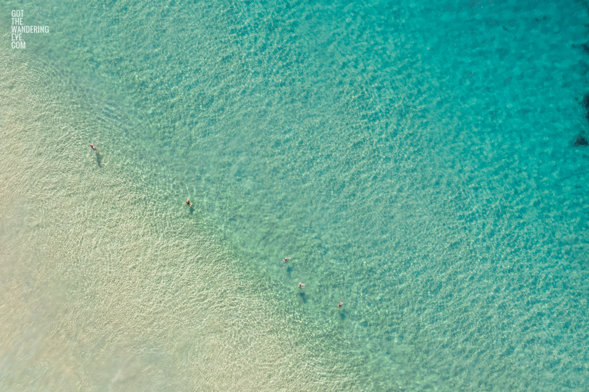 Swimmers enjoying the crystal clear water in Summer at Bondi Beach, Sydney