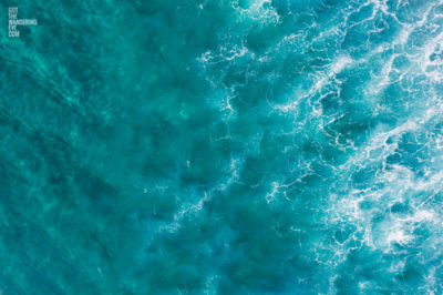 A close up aerial oceanscape photograph of Bondi Beach Waves. Sydney Australia