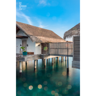 Fine Art Photography Print. Sparkling waters of overwater bungalow in the Maldives