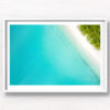 Aerial oceanscape above Clear Blue Maldives. Palm tree paradise