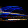 Long exposure, light painting photography of Vivid Festival. Light trails of Sydney Harbour Bridge, Australia. Long Exposure Night Photo