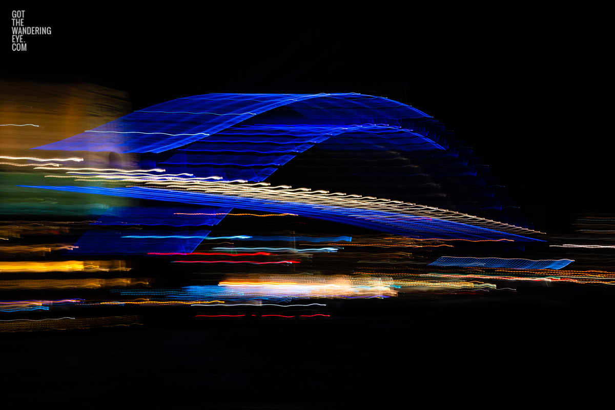 Long exposure, light painting photography of Vivid Festival. Light trails of Sydney Harbour Bridge, Australia. Long Exposure Night Photo