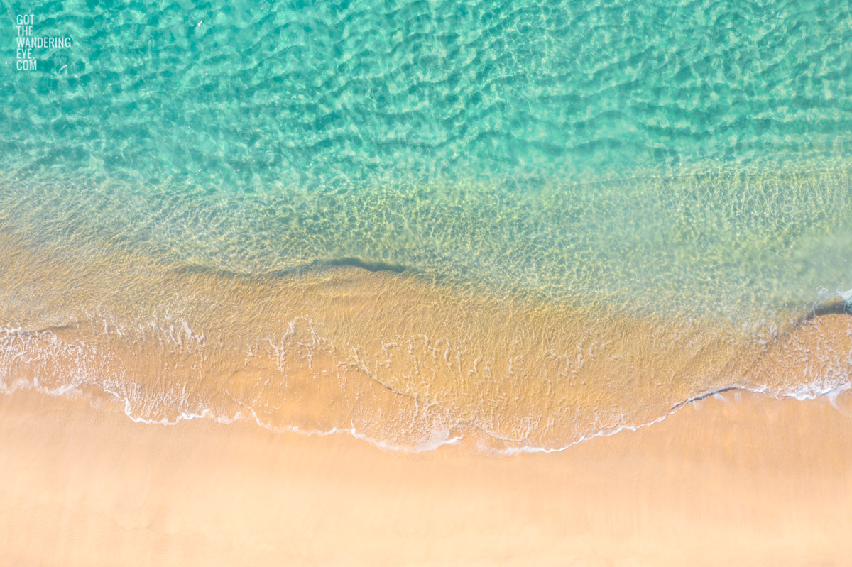 Aerial oceanscape above the turquoise waters of Bronte Beach