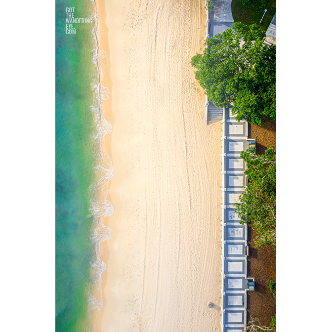 Aerial oceanscape above the foreshore of the historic Balmoral Beach promenade