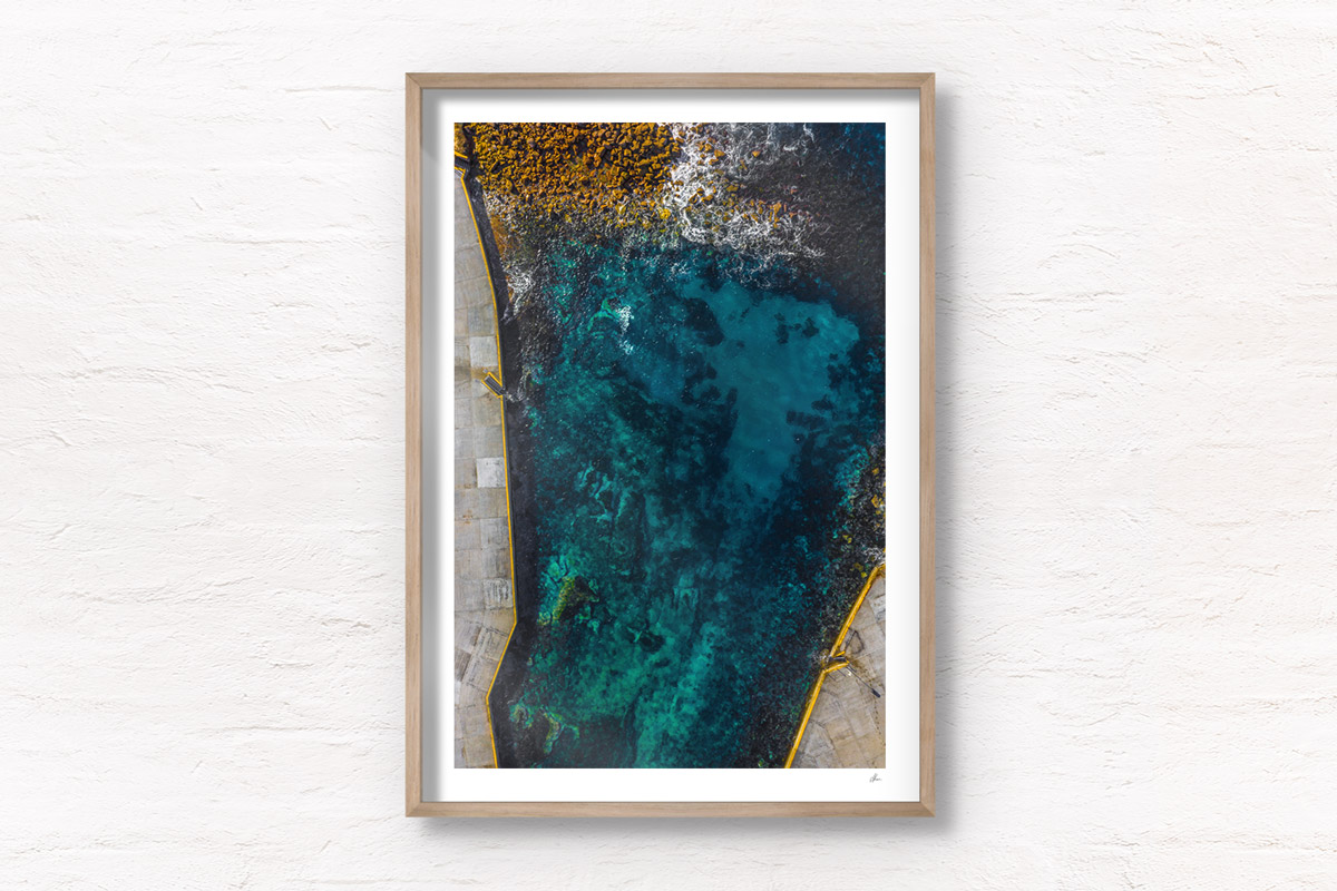 aerial oceanscape overlooking the pristine waters of Clovelly Beach