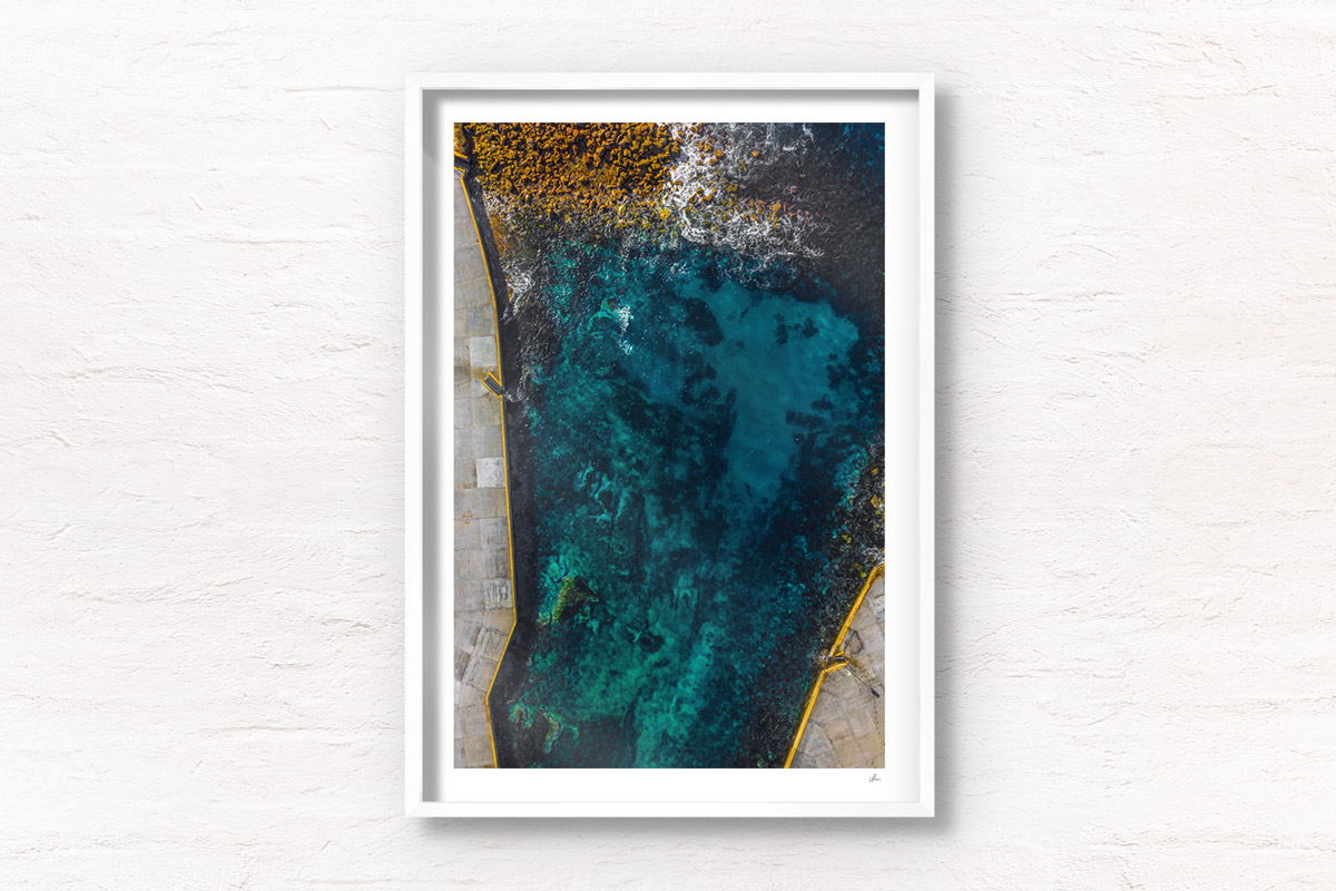 aerial oceanscape overlooking the pristine waters of Clovelly Beach
