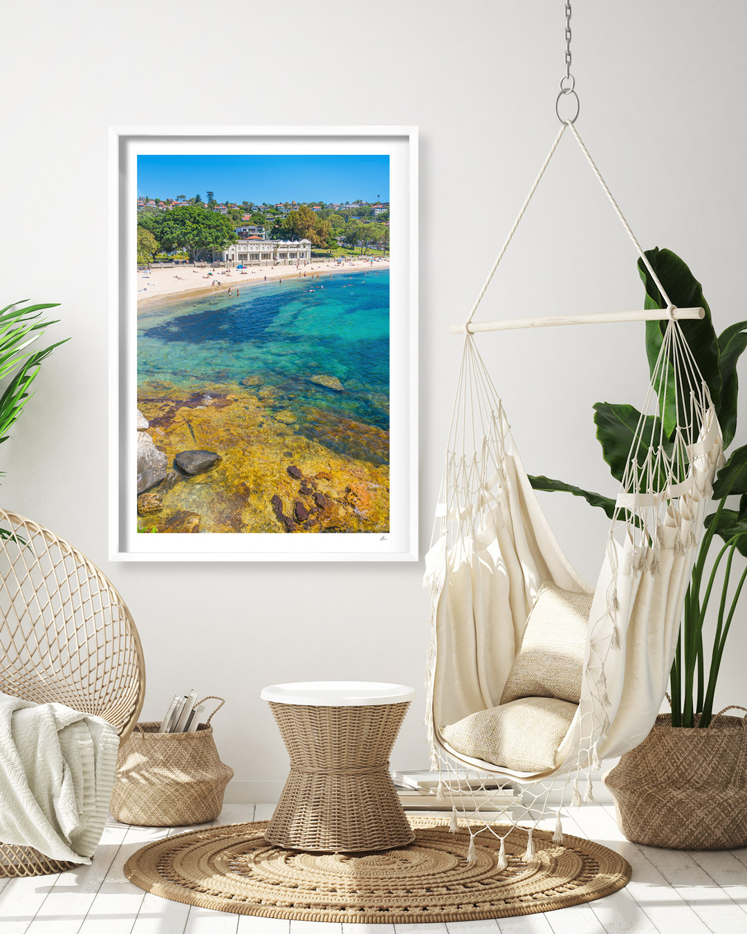 Interior design ideas. Fine art framed print for the coastal and tropical home interior. Balmoral Beach on a Summers Day.