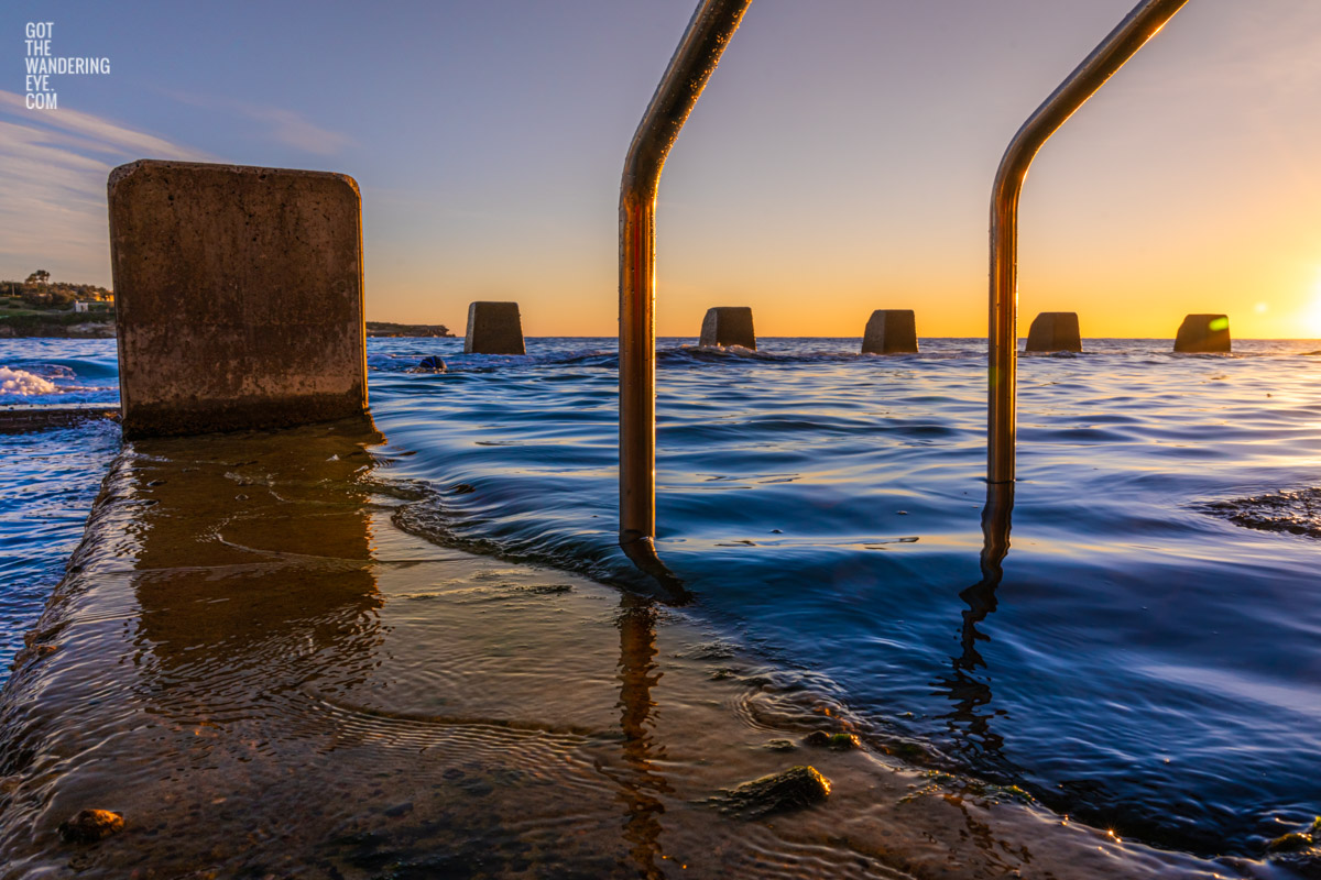 Fine Art Photography. Beautiful sunrise above Ross Jones Memorial Pool in Coogee. Sydney Rock Pools