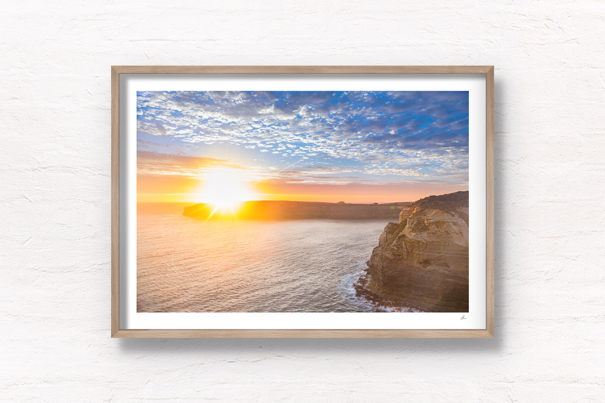 Fine Art Photography Print. Stunning sun setting into the ocean, Great Ocean Road, Victoria
