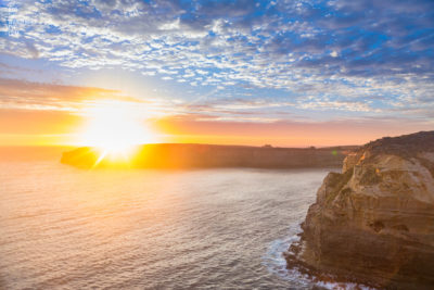 Fine Art Photography Print. Stunning sun setting into the ocean, Great Ocean Road, Victoria