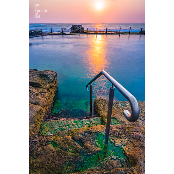 Sydney Ocean Pool Steps. Fine Art Photography. Long exposure of early morning sunrise at Mahon Pool, Maroubra.