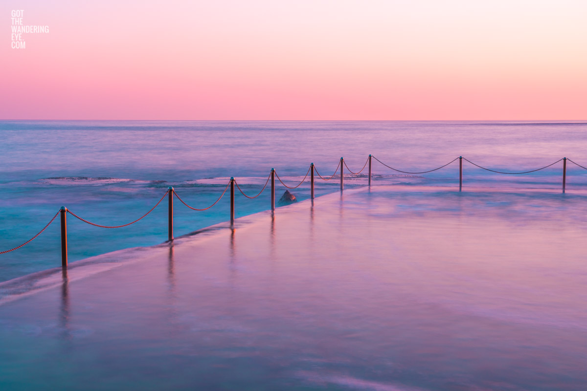 Wylies Baths Rockpool pastel coloured Sunrise Coogee.