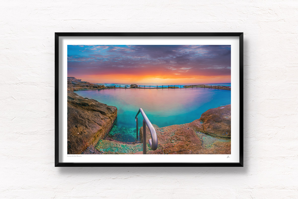 Fine Art Photography. Long exposure of early morning sunrise at Mahon Pool, Maroubra.