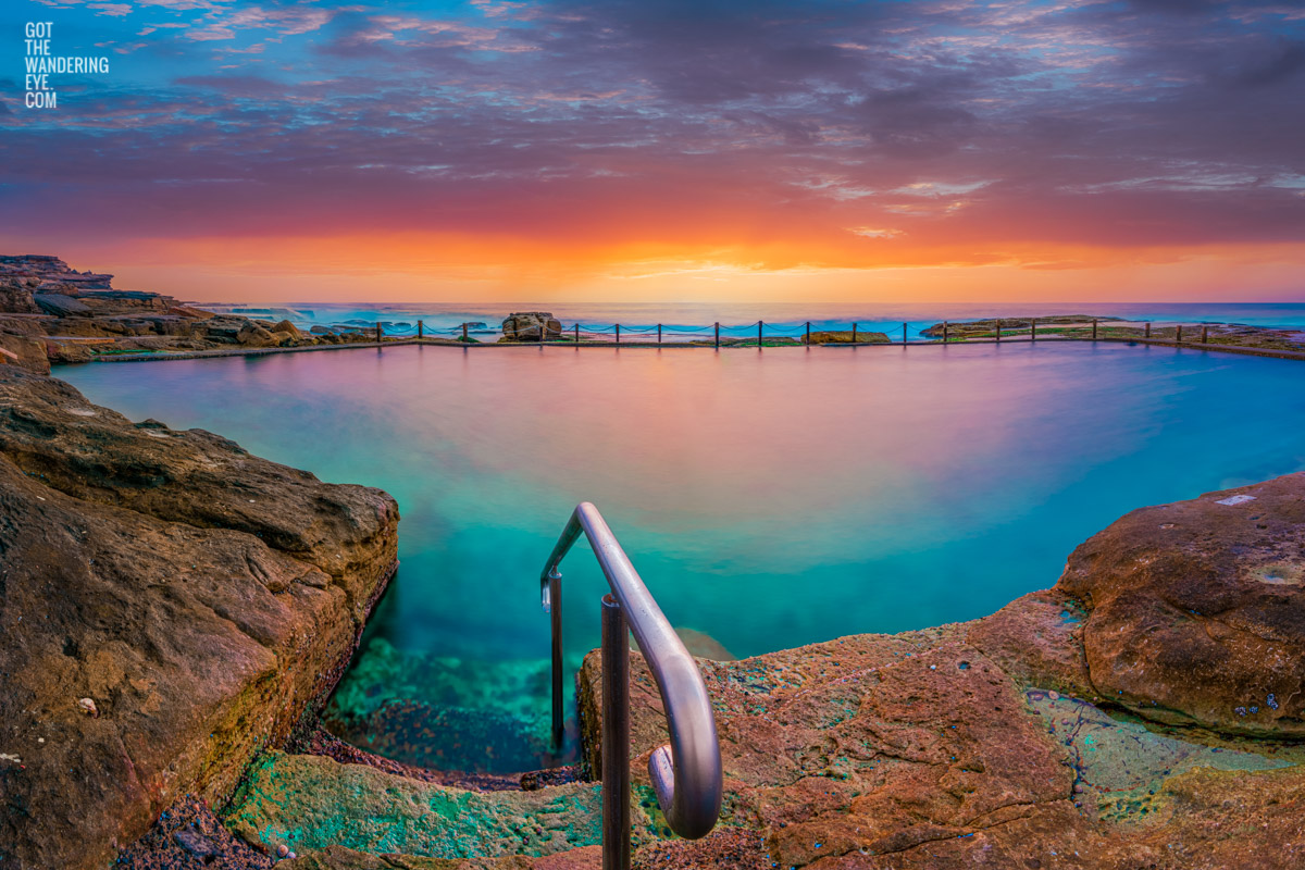 Fine Art Photography. Long exposure of early morning sunrise at Mahon Pool, Maroubra.