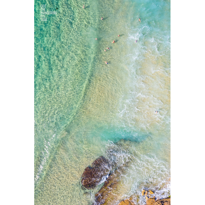 Best Swimming Spots Maroubra. Aerial oceanscape of a glassy wave and crystal clear water in Maroubra Beach, Sydney