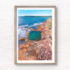 Aerial seascape above swimmers in Mahon Pool, Maroubra on Summers Day.