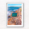 Aerial seascape above swimmers in Mahon Pool, Maroubra on Summers Day.
