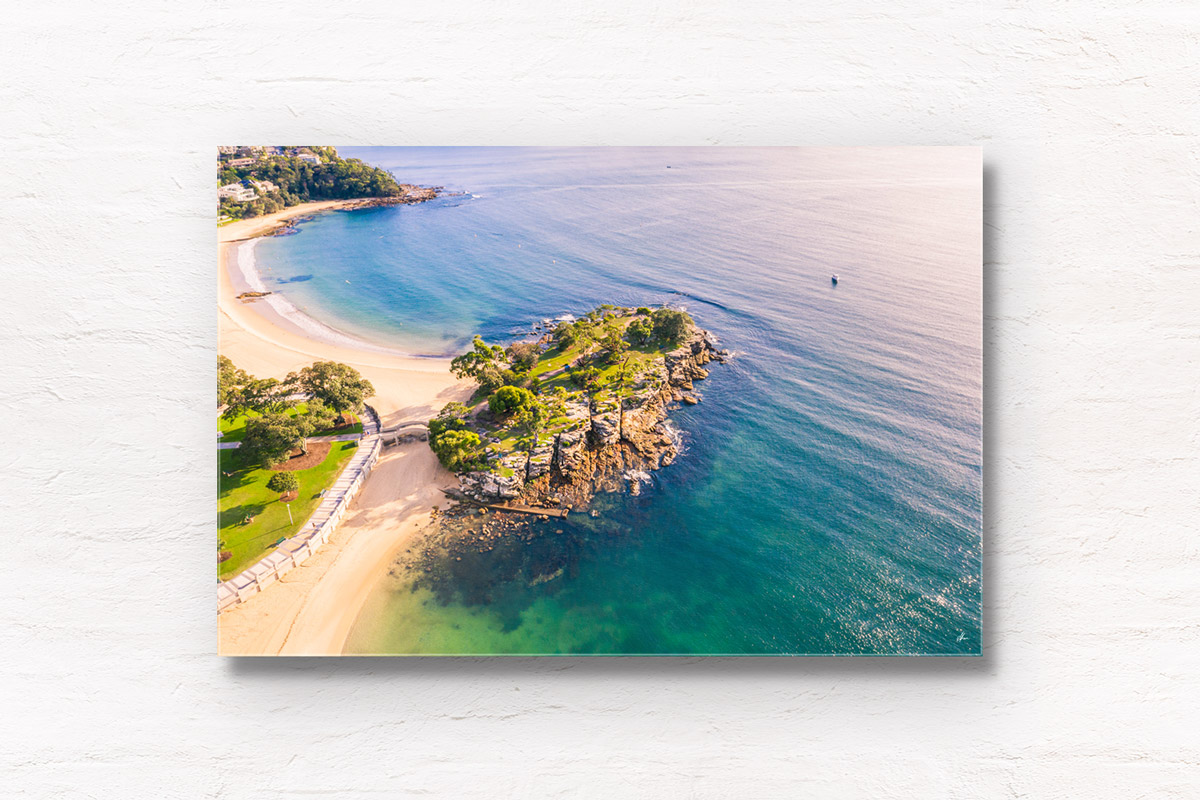 Aerial seascape on a beautiful early morning above Rocky Point Island, Balmoral Beach
