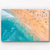 Aerial seascape above a packed Bondi Beach on a gorgeous Summers Day.