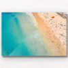 Aerial seascape above a packed Bondi Beach on a gorgeous Summers Day.
