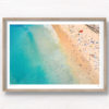 Aerial seascape above a packed Bondi Beach on a gorgeous Summers Day.