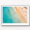 Aerial seascape above a packed Bondi Beach on a gorgeous Summers Day.