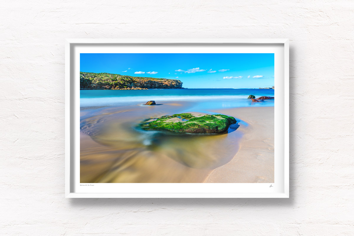 Gorgeous long exposure of silky waters of Wattamolla Beach in the Royal National Park