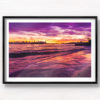 Long exposure of a gorgeous pink sky sunset, creating a silhouette over the Sydney skyline, taken from Milk Beach Vaucluse.