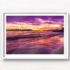 Long exposure of a gorgeous pink sky sunset, creating a silhouette over the Sydney skyline, taken from Milk Beach Vaucluse.
