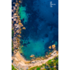 Aerial seascape above the gorgeous turquoise ocean waters of Gordons bay