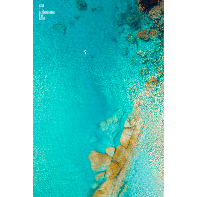 Aerial oceanscape above turquoise crystal clear waters of South Cronulla Beach. Sutherland Shire Beaches