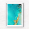 Aerial oceanscape above turquoise crystal clear waters of South Cronulla Beach.