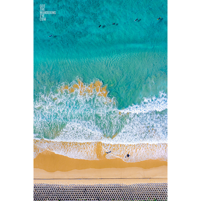 Aerial photography, North Cronulla Beach, waves, surfers