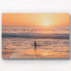 Buy fine art framed print of surfers and woman watching sun rise over Bondi Beach. Silhouettes, golden beach, beautiful Bondi, Sydney Australia