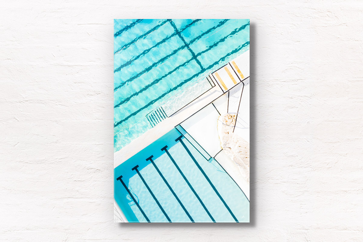 Framed fine art print of a beautiful crystal clear turqoise waters of Bondi Icebergs, Ocean, swimming rockpool Sydney