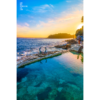 Buy fine art framed prints of a aerial seascape above Fairy Bower Rockpool at Sunrise. Manly, Sydney by Allan Chan