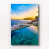 Buy fine art framed prints of a aerial seascape above Fairy Bower Rockpool at Sunrise. Manly, Sydney by Allan Chan