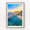 Buy fine art framed prints of a aerial seascape above Fairy Bower Rockpool at Sunrise. Manly, Sydney by Allan Chan