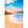 Long exposure of crashing waves flowing onto Tamarama Beach as a sparkling sunrises over Tamarama Surf Life Saving Club.