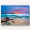 Stormy cloudy sunrise over Ben Buckler at Bondi Beach