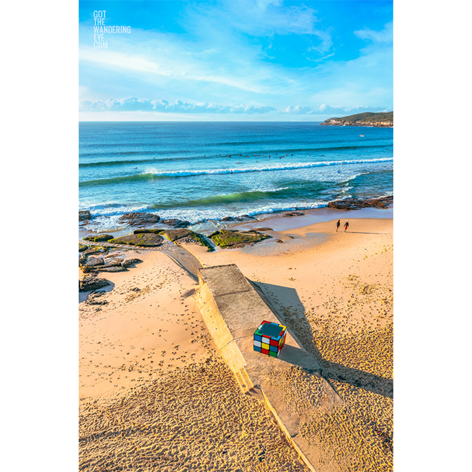 Rubicks Cube Maroubra. Aerial view above Maroubra Beach's Rubix cube sculpture and magnificent coastline