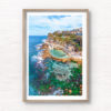 Framed wall print of a swimming in bronte rockpool, bronte baths on a sunny day at at low tide