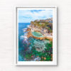 Framed wall print of a swimming in bronte rockpool, bronte baths on a sunny day at at low tide