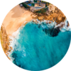 Ocean Aerial Tamarama Beach. ChromaLuxe round metal print of Tamarama Beach.
