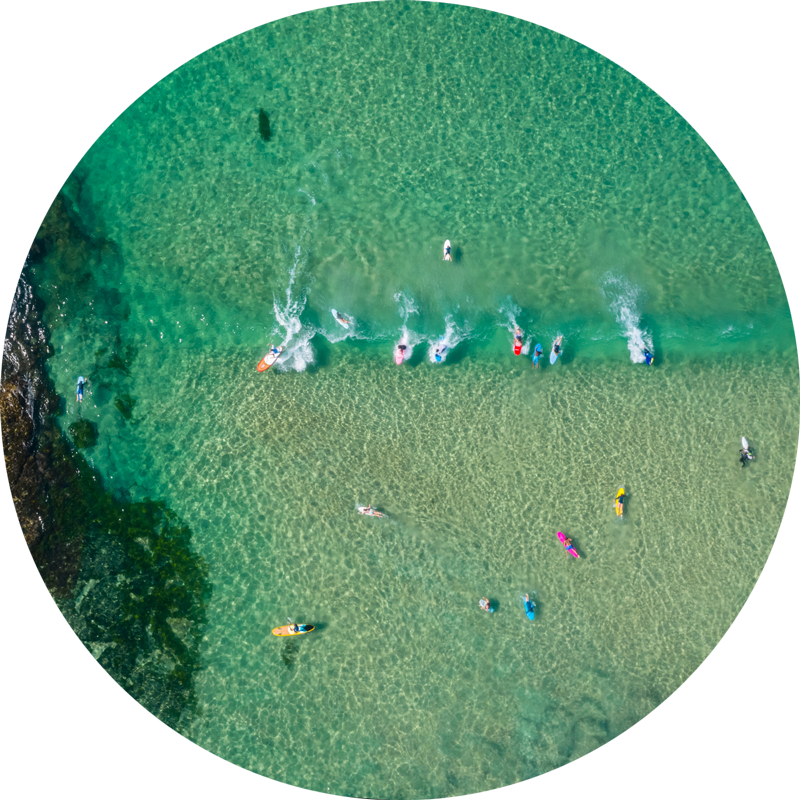 North Bondi Beach Aerial above surfers at North Bondi.