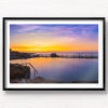 Buy black framed wall art prints. Passionfruit coloured sunrise over a empty long exposure of Mahon Pool at Maroubra
