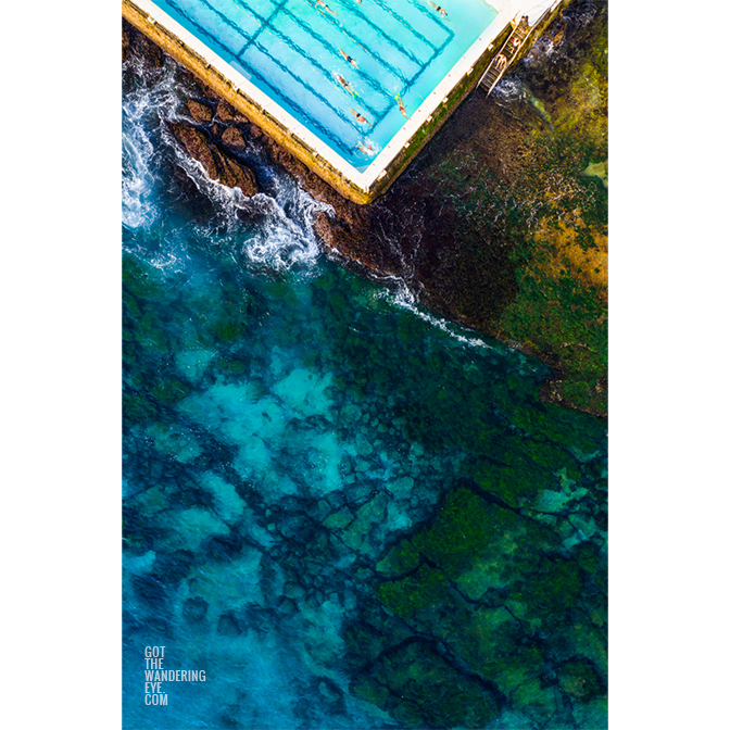 Iceberg swimmers swimming laps in the crystal clear, world famous Bondi Beach Icebergs club.