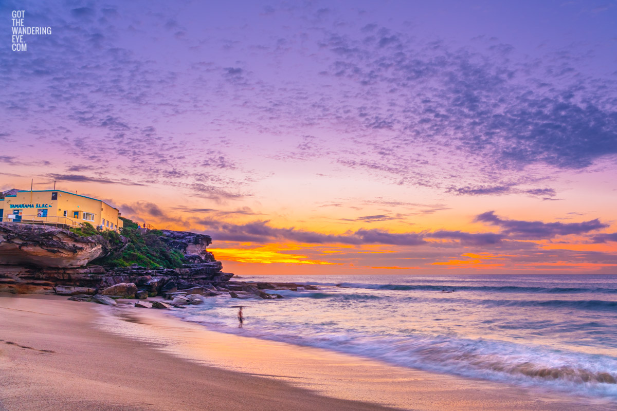 Tamarama Beach SLSC Swimmer enjoying a spectacular sunrise.