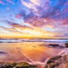 Beautiful Tamarama Beach Sunrise. Incredibly beautiful puffy cloud sky sunrise at 6am at Tamarama Beach