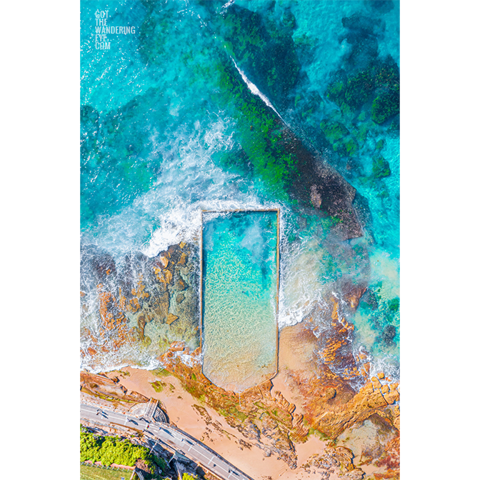 Nth Cronulla Ocean Pool aerial. One of Sydneys most iconic ocean pools located in the Sutherland shire.